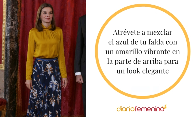 La falda azul es perfecta para un look elegante